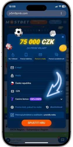 Výběr mezi casinovým a sportovním bonusem při registraci na Mostbet