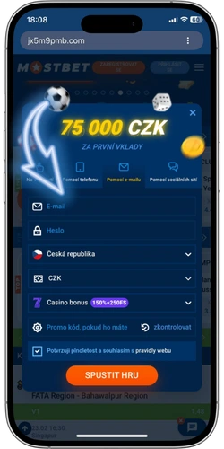 Vyplnění e-mailu a hesla v registračním formuláři Mostbet